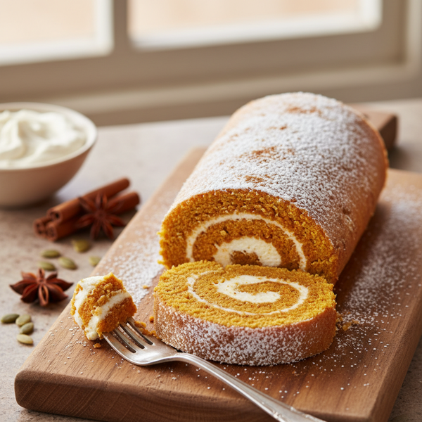 Spiced Pumpkin Cream Cheese Roll recipe