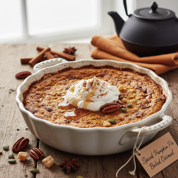 Spiced Pumpkin Pie Baked Oatmeal recipe