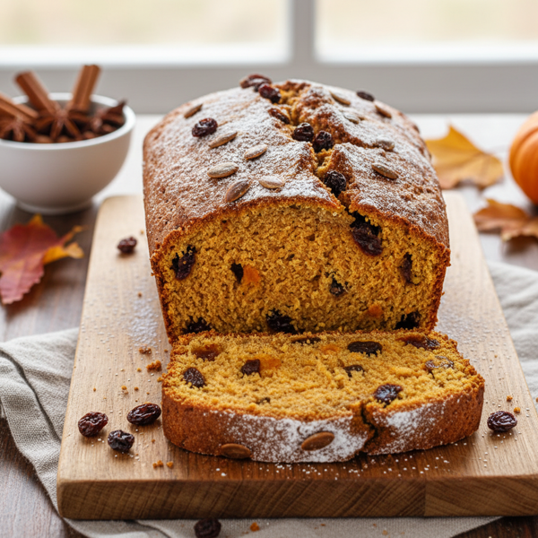 Spiced Pumpkin Raisin Bread recipe