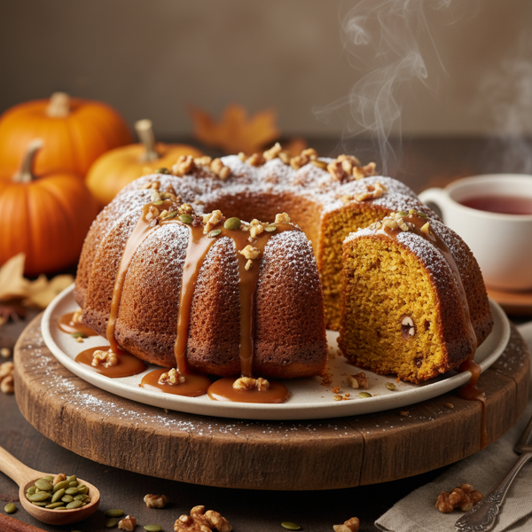Spiced Pumpkin Walnut Bundt Cake recipe