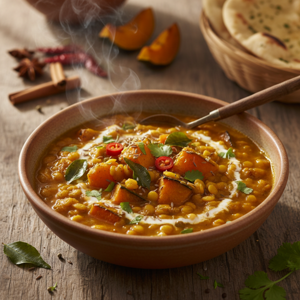Spiced Pumpkin and Moong Dal Stew recipe