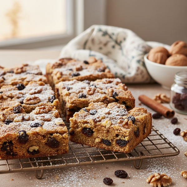 Spiced Raisin Walnut Bars recipe