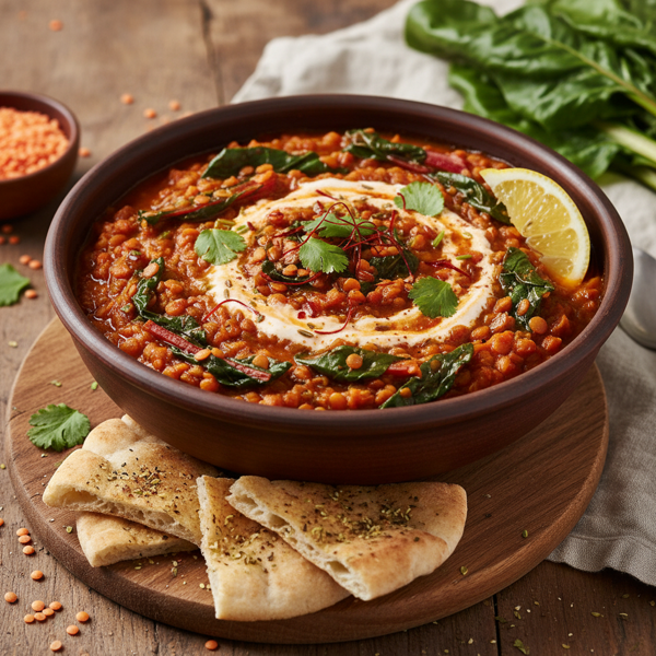 Spiced Red Lentil and Swiss Chard Delight recipe