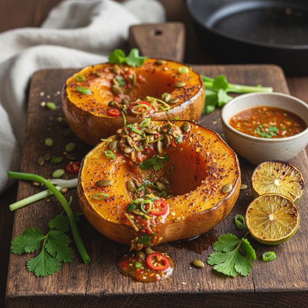 Spiced Roasted Acorn Squash with Zesty Chile Vinaigrette recipe