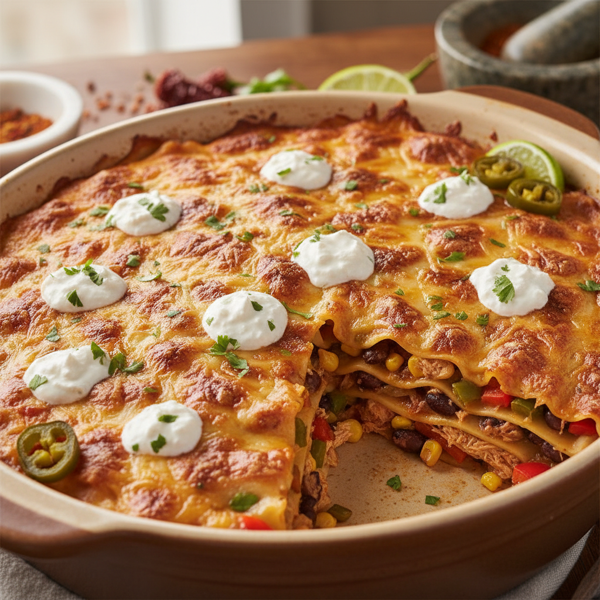 Spiced Southwest Chicken Lasagna Delight recipe