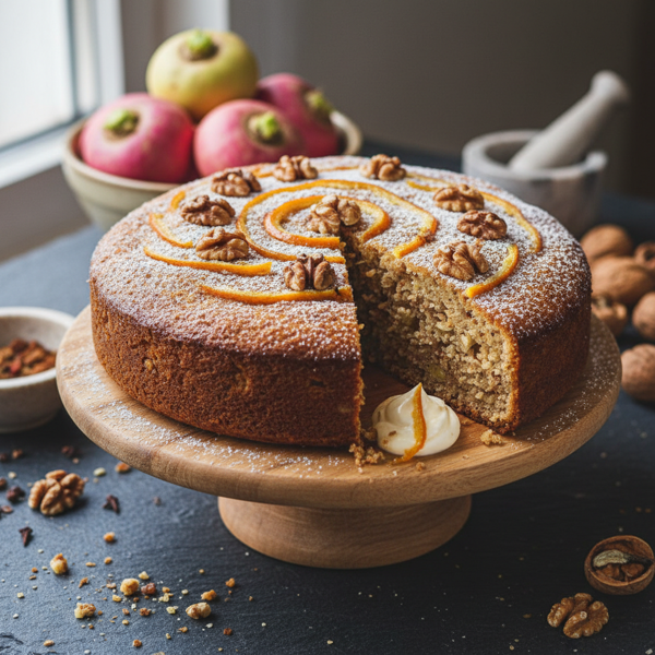 Spiced Turnip and Walnut Cake recipe