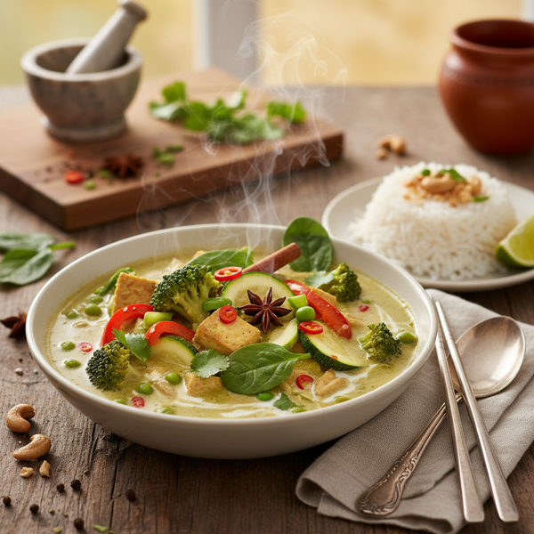 Spiced Vegetarian Green Curry Delight recipe
