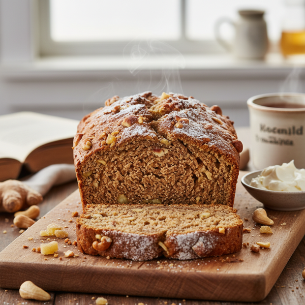 Spiced Whole Wheat Ginger Cashew Bread recipe