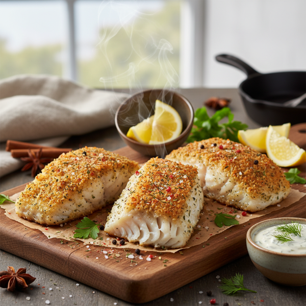 Spiced and Crispy Cod Fillets recipe