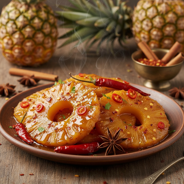 Spicy-Sweet Glazed Pineapples Delight recipe