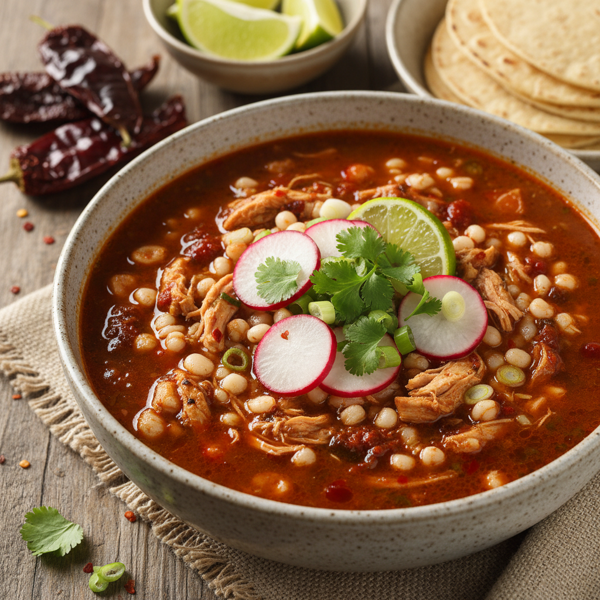 Spicy Ancho Chile Chicken Posole recipe