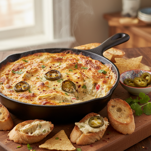 Spicy Artichoke Jalapeño Cheese Dip recipe