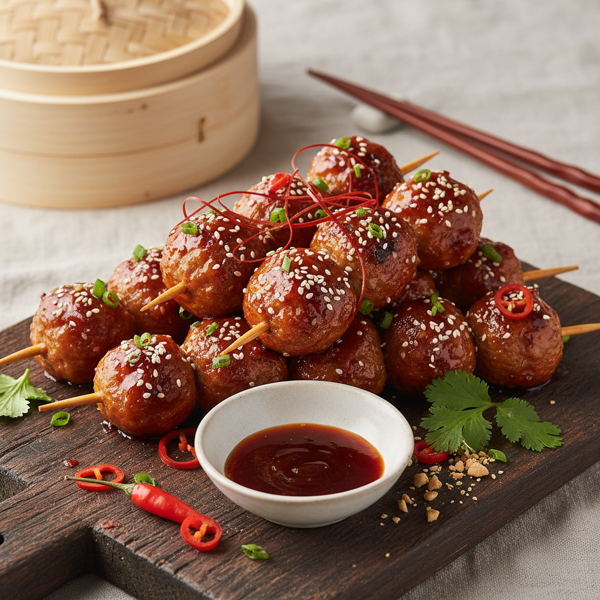 Spicy Asian-Style Mini Meatballs recipe