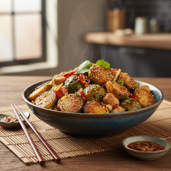 Spicy Asian Brussels Sprouts Stir-Fry recipe