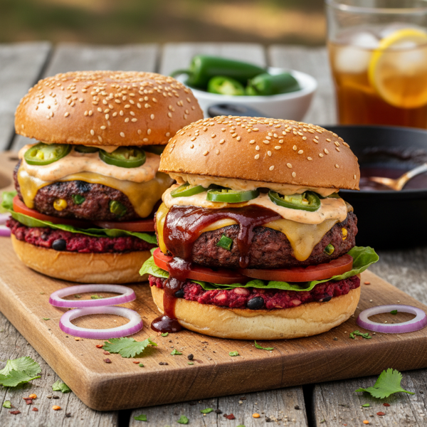 Spicy BBQ Jalapeño Red Bean Burgers recipe