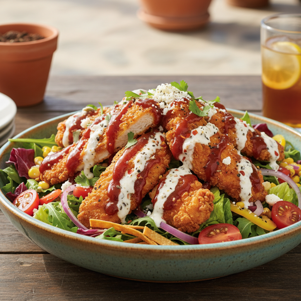 Spicy BBQ Ranch Crispy Chicken Salad Delight recipe