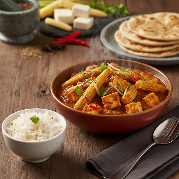 Spicy Baby Corn and Paneer Delight recipe