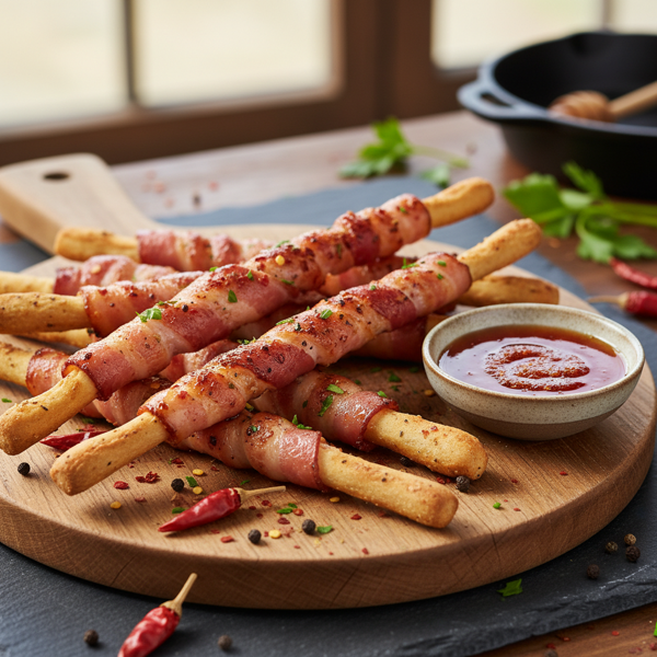 Spicy Bacon-Wrapped Grissini recipe