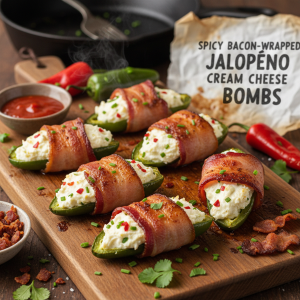 Spicy Bacon-Wrapped Jalapeño Cream Cheese Bombs recipe