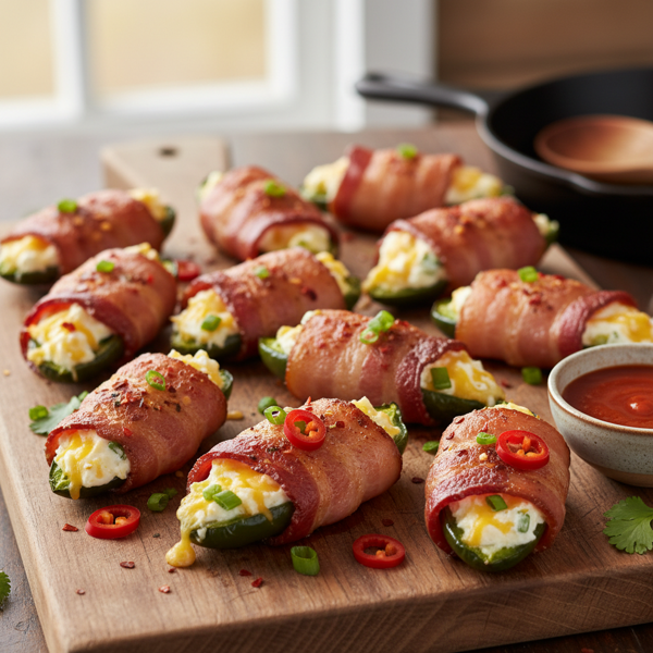 Spicy Bacon-Wrapped Jalapeño Poppers recipe