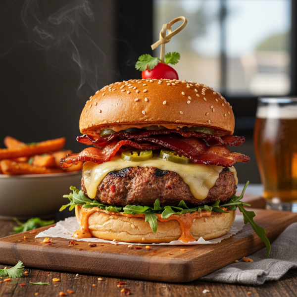 Spicy Bacon Cheddar Turkey Burger Bliss recipe