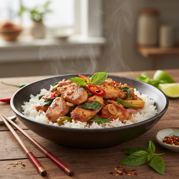 Spicy Basil Chicken Stir-Fry recipe