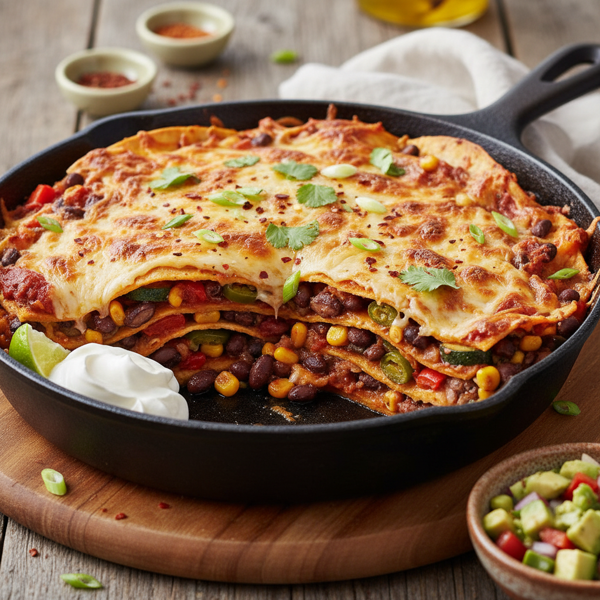 Spicy Bean and Veggie Tortilla Layers recipe