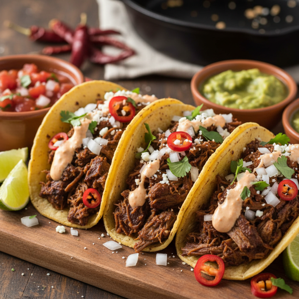 Spicy Beef Machaca Tacos recipe