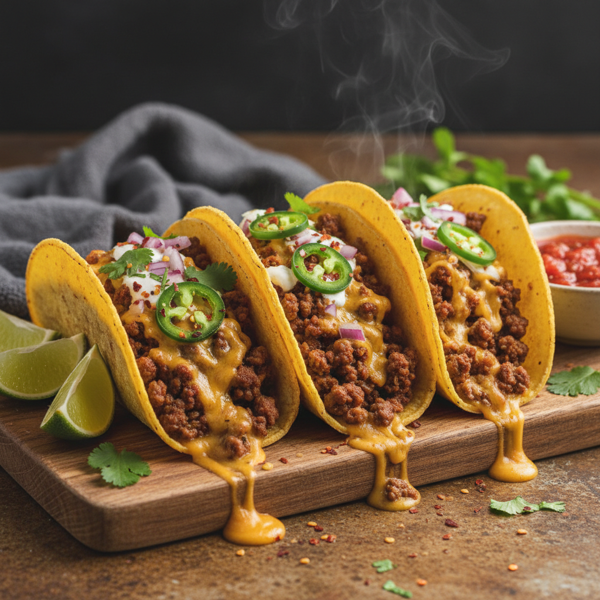 Spicy Beef and Cheese Tacos recipe
