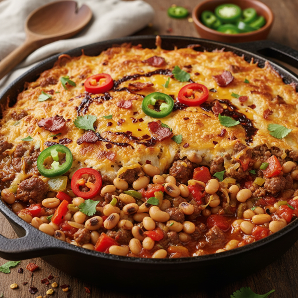 Spicy Black-Eyed Pea and Beef Casserole recipe