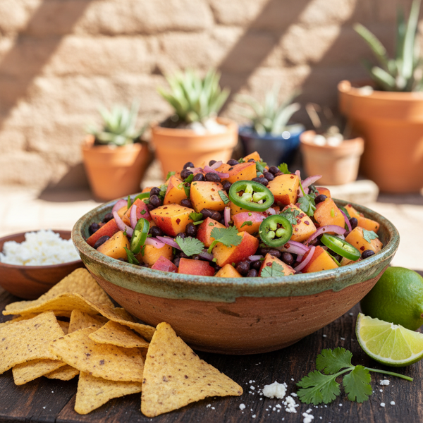 Spicy Black Bean and Peach Salsa recipe