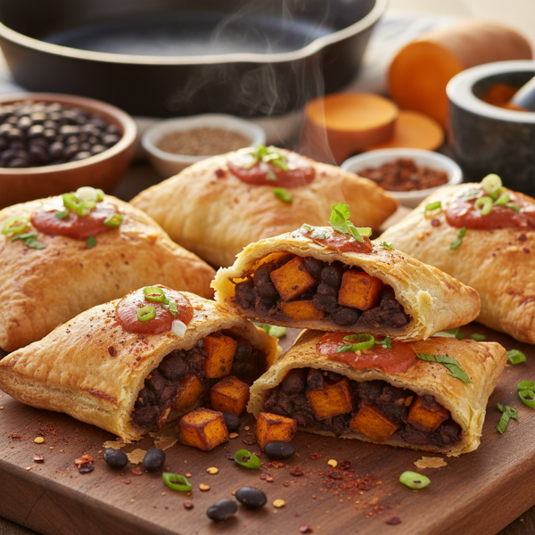 Spicy Black Bean and Sweet Potato Pastries recipe