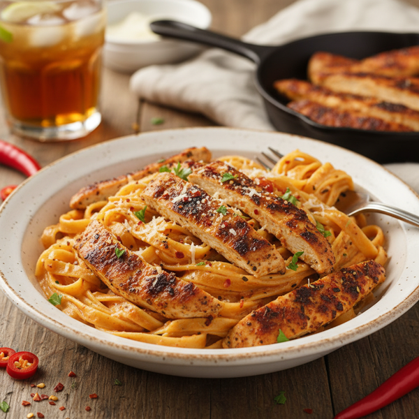 Spicy Blackened Chicken Fettuccine recipe