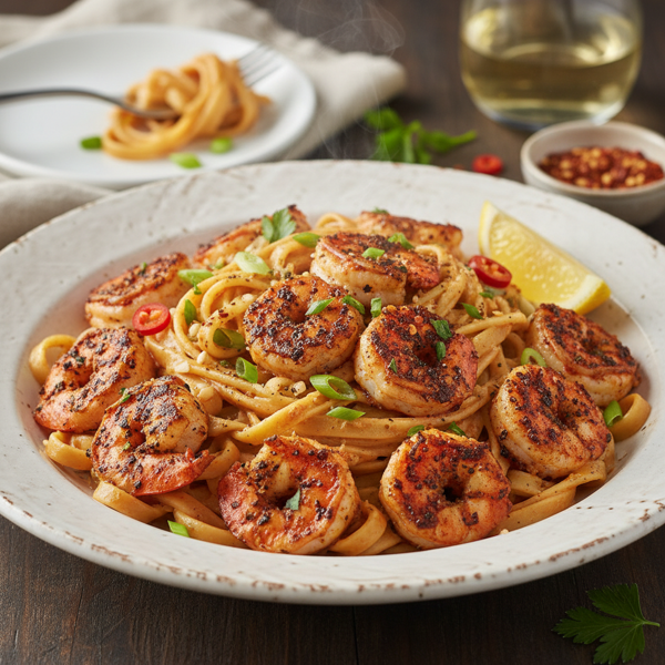 Spicy Blackened Shrimp Fettuccine recipe