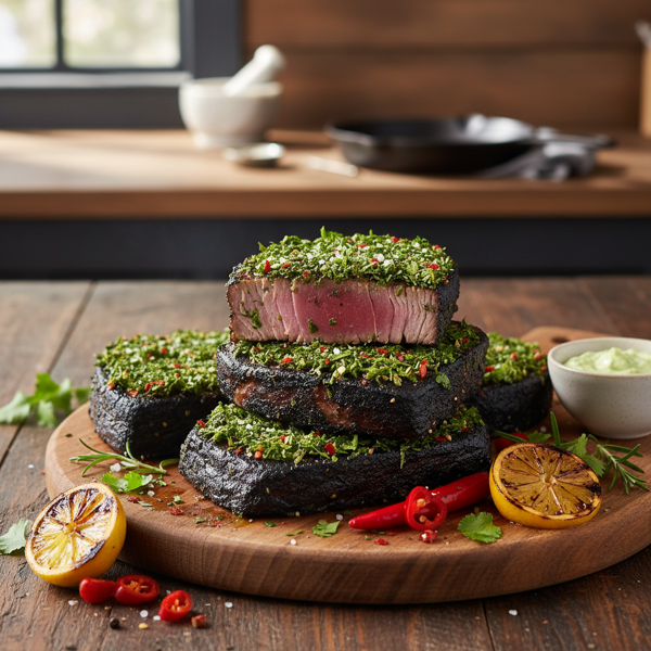 Spicy Blackened Tuna Steaks with Herb Crust recipe
