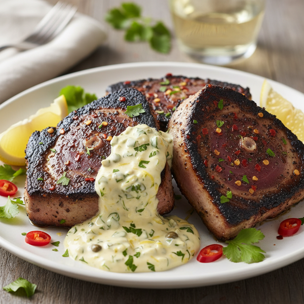 Spicy Blackened Tuna with Zesty Remoulade recipe