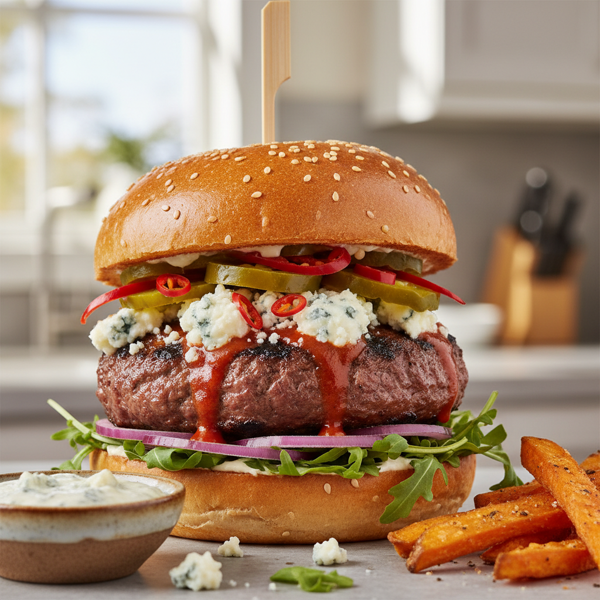 Spicy Bleu Cheese Burger Delight recipe