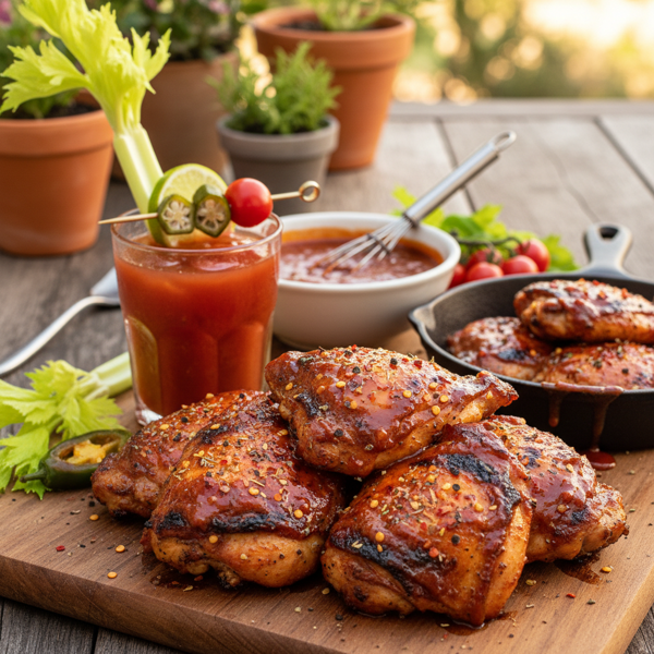 Spicy Bloody Mary BBQ Chicken Thighs recipe