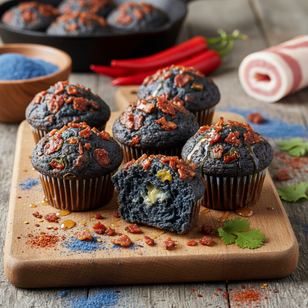 Spicy Blue Corn Bacon Muffins recipe