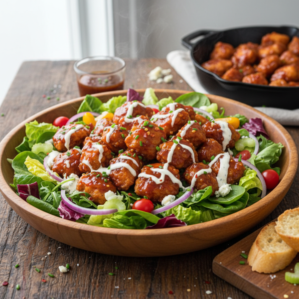 Spicy Bourbon-Glazed Buffalo Chicken Salad recipe
