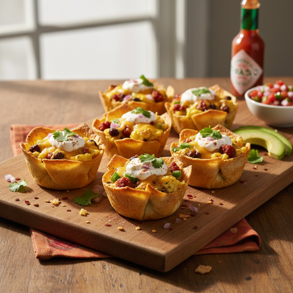 Spicy Breakfast Tortilla Cups Fiesta recipe