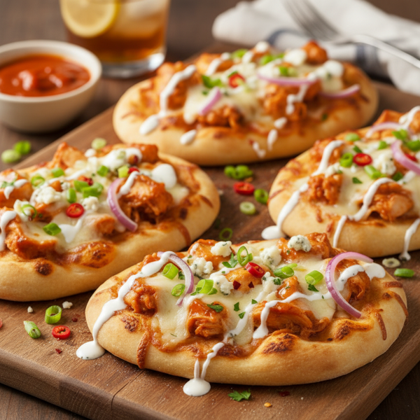 Spicy Buffalo Chicken Flatbread Pizzas recipe