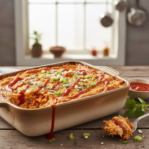 Spicy Buffalo Chicken Rice Bake recipe