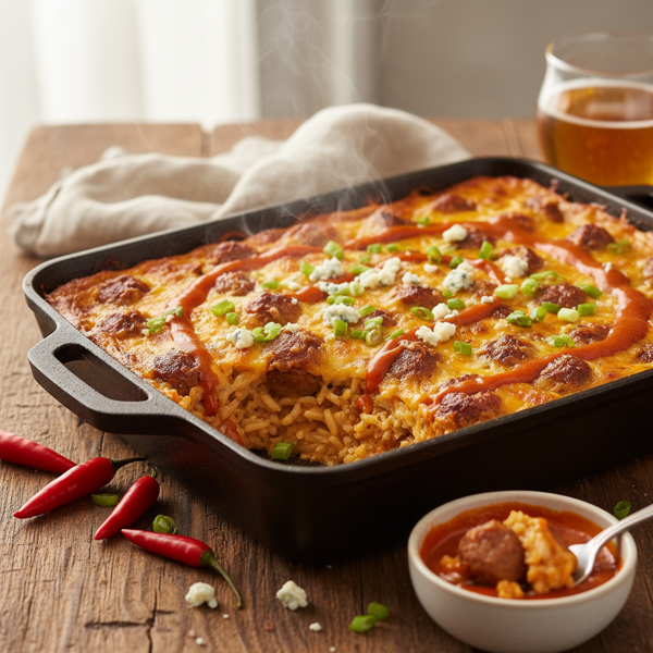 Spicy Buffalo Chicken Sausage Rice Casserole recipe
