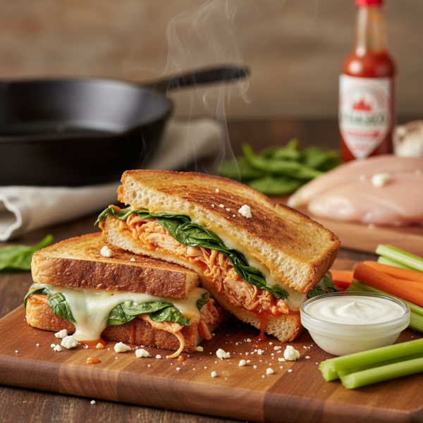 Spicy Buffalo Chicken Spinach Panini recipe