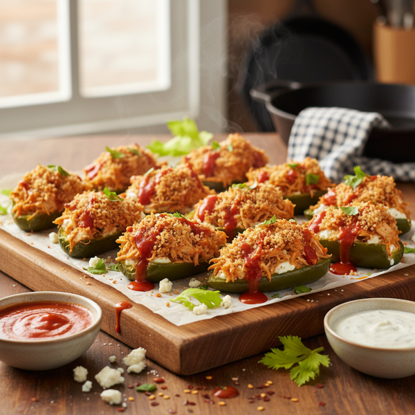 Spicy Buffalo Chicken Stuffed Jalapenos recipe