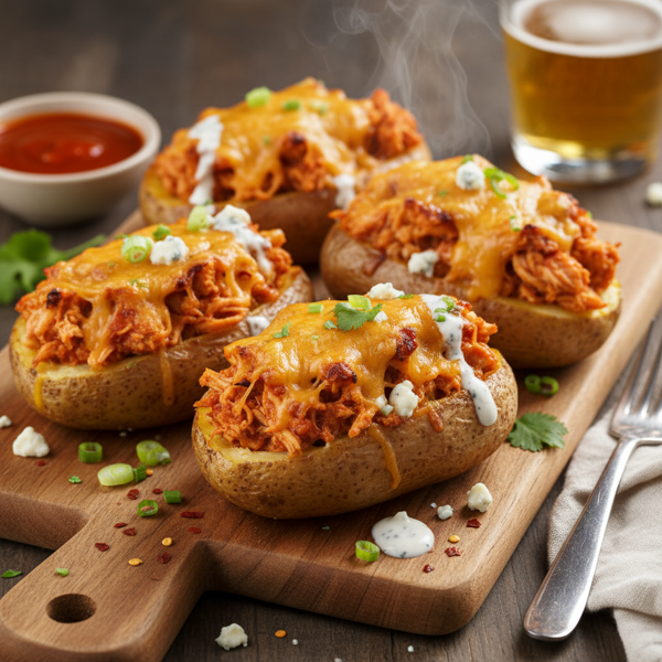 Spicy Buffalo Chicken Stuffed Twice-Baked Potatoes recipe