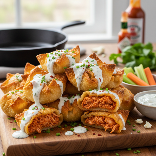 Spicy Buffalo Chicken Wonton Bites recipe