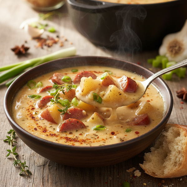 Spicy Cajun Creamy Potato Soup recipe