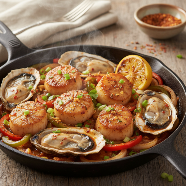 Spicy Cajun Oyster & Scallop Delight recipe